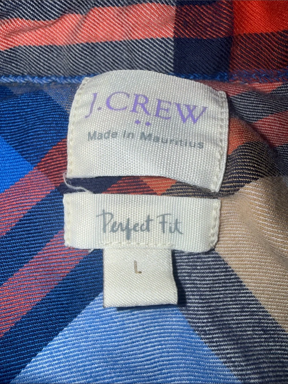 J. Crew Plaid Perfect Fit Shirt women’s size Large L